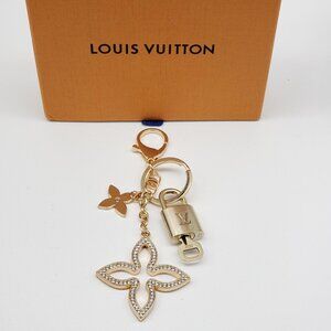Authentic Louis Vuitton Gold Lock & Box w/ Unbranded Clover Bagcharm